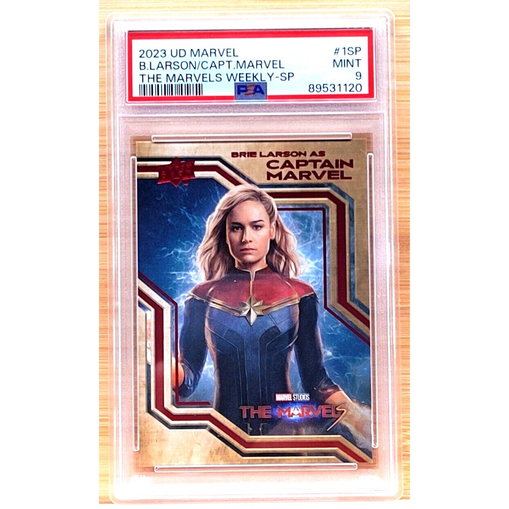 2023 THE MARVELS WEEKLY UPPER DECK BRIE LARSON AS CAPTAIN MARVEL PSA 9 SP